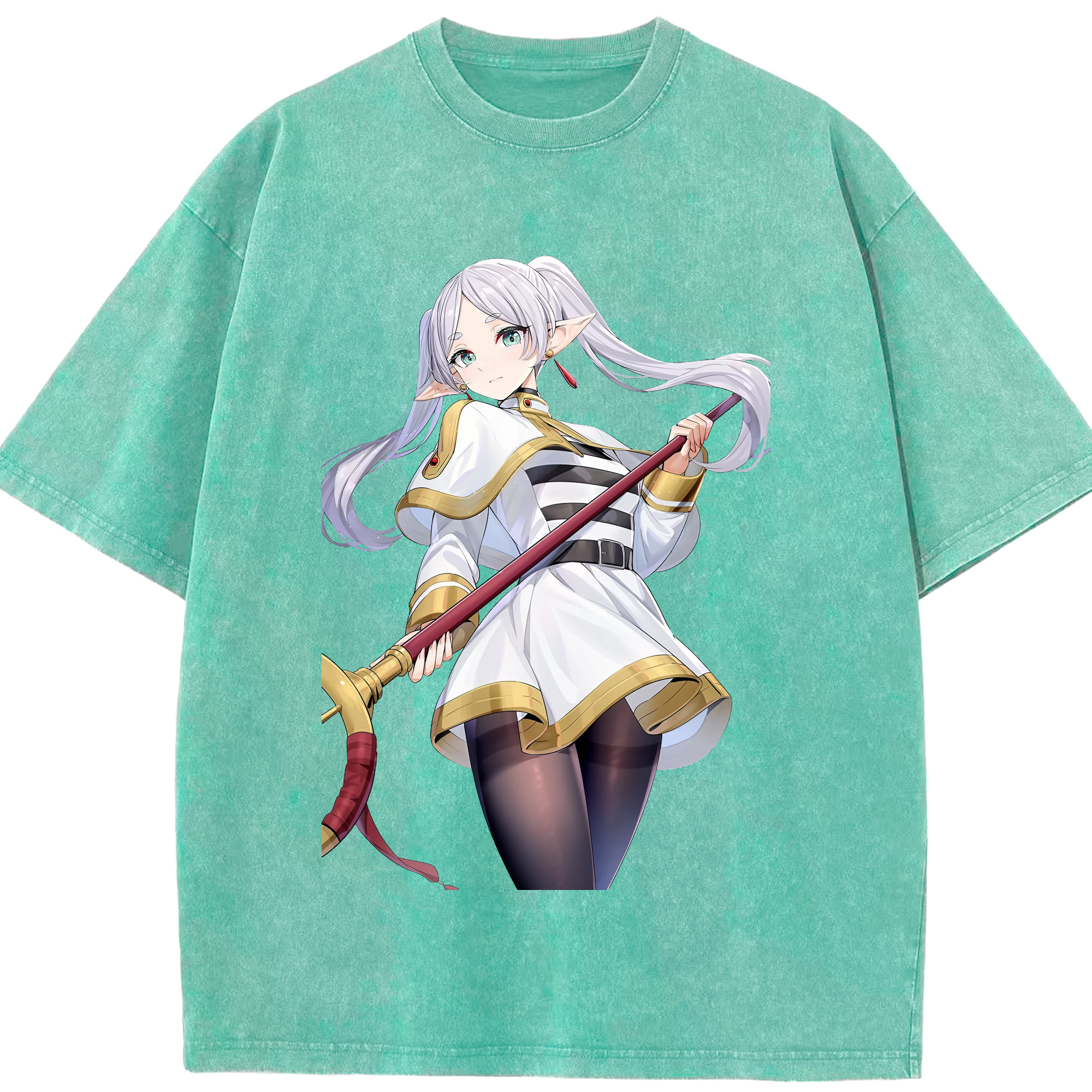 （画像用） 葬送のフリーレン Frieren 綿100% ヴィンテージ風 半袖Tシャツ（フロントプリント）